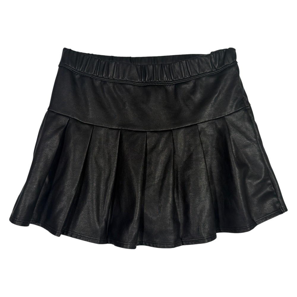 Abercrombie Kids Faux Leather Pleated Skater Skort Black Girls 11 12
